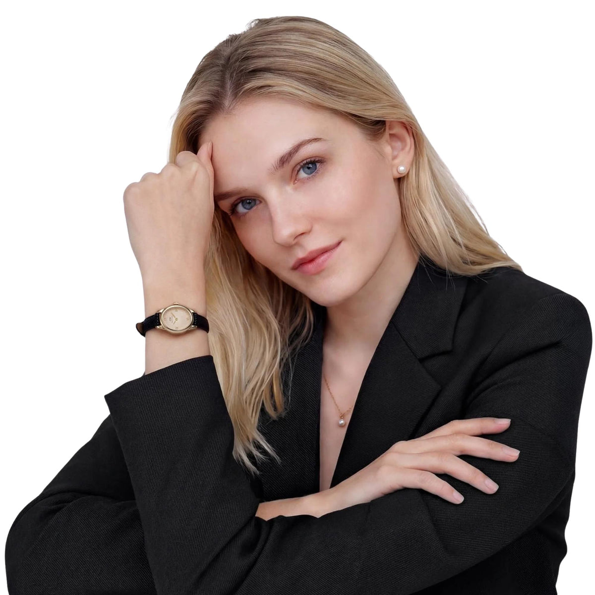 Daniel Wellington Ophelia Mini 22mm Gold Dial Yellow Gold-Tone Steel Leather Ladies Quartz Watch DW00100897