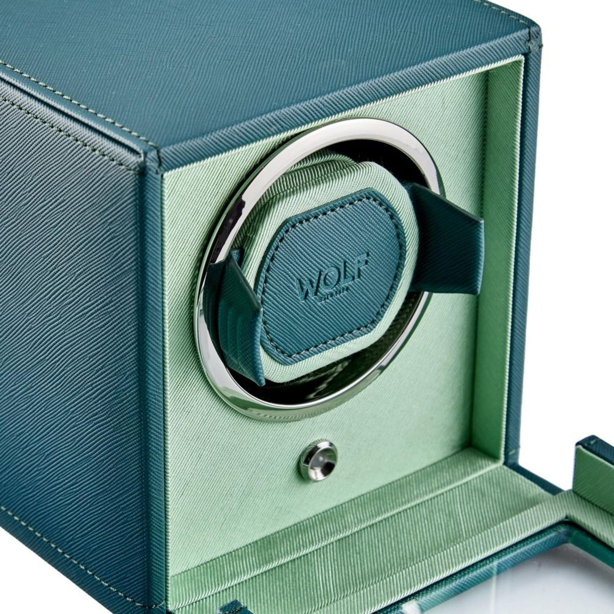 WOLF Cub Seltzer Teal Single Watch Winder with Cover 461140