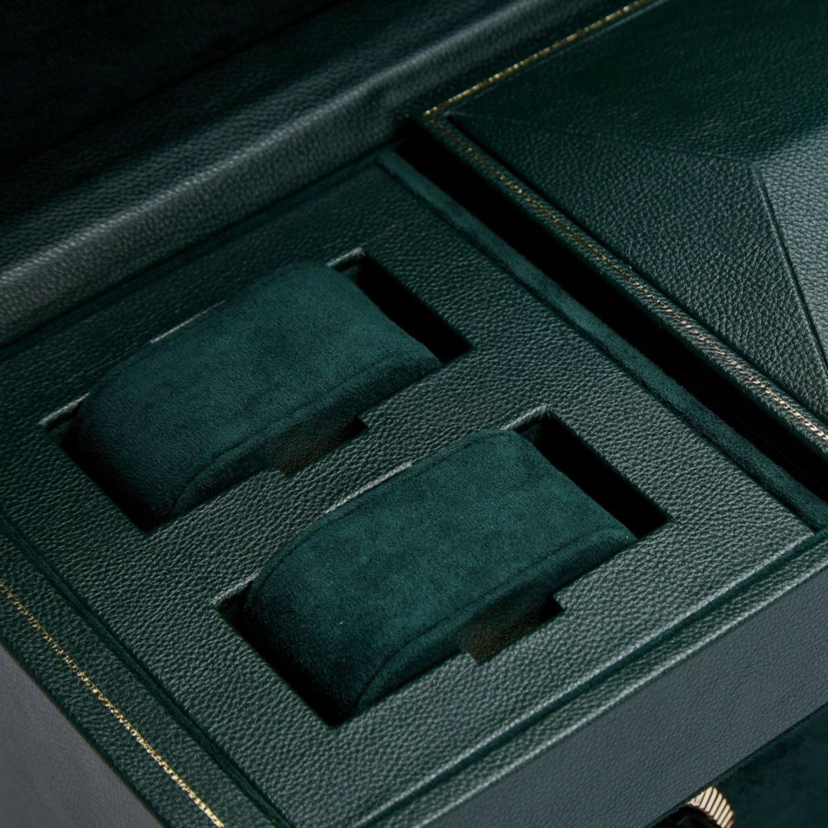 WOLF British Racing Green Triple Watch Winder with Storage 792341