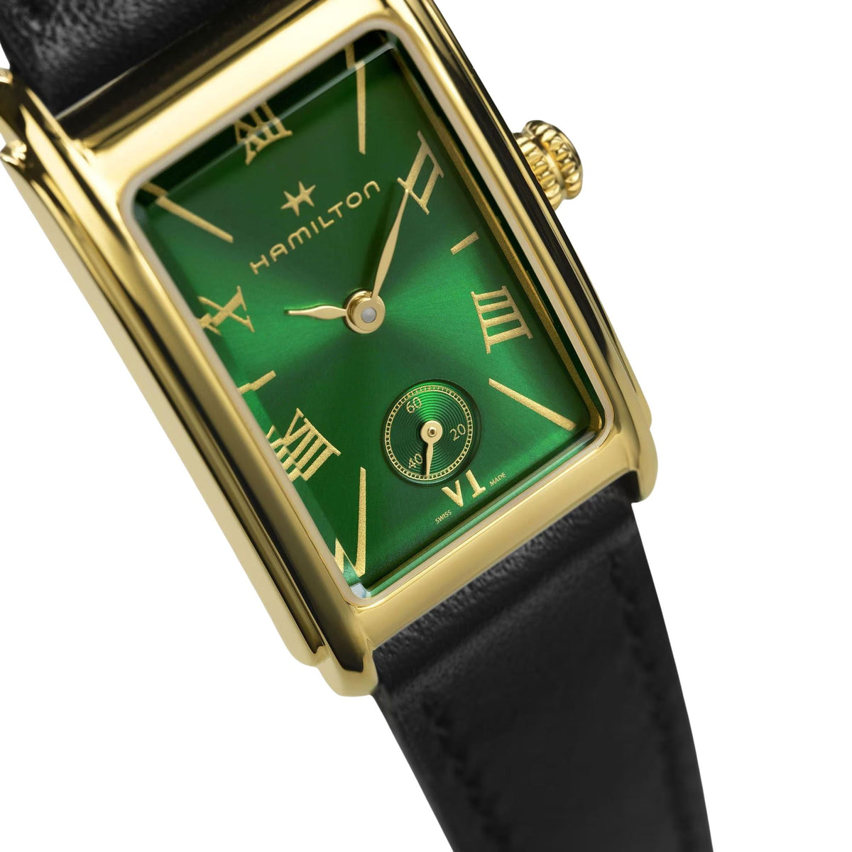 Hamilton American Classic Ardmore 19mm Green Dial Yellow Gold-Tone Steel Leather Ladies Quartz Watch H11261760