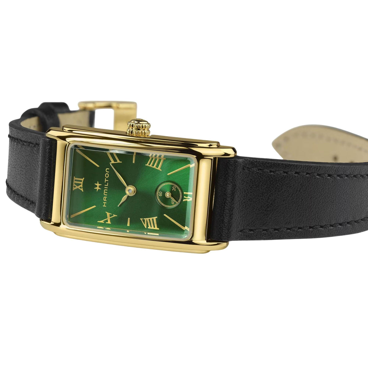 Hamilton American Classic Ardmore 19mm Green Dial Yellow Gold-Tone Steel Leather Ladies Quartz Watch H11261760