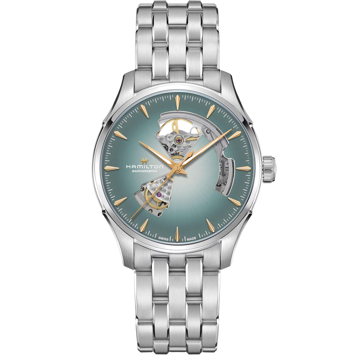 Hamilton Jazzmaster 40mm Open Heart Blue Dial Steel Mens Automatic Watch H32675141