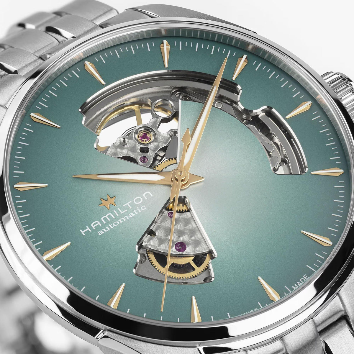 Hamilton Jazzmaster 40mm Open Heart Blue Dial Steel Mens Automatic Watch H32675141