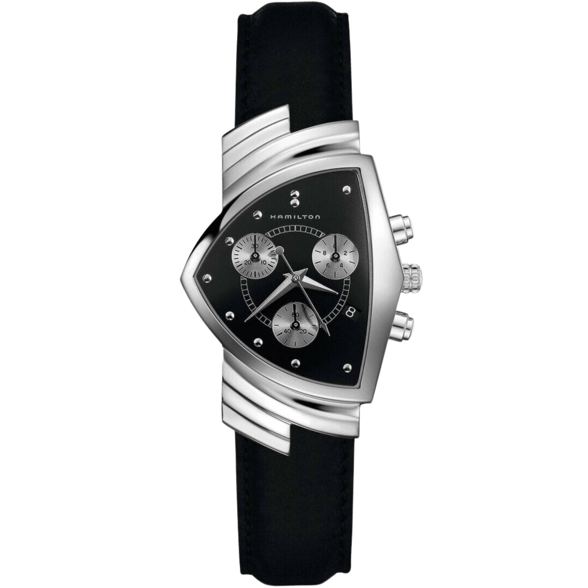 Hamilton Ventura 32mm Chronograph Black Dial Leather Mens Quartz Watch H24412732