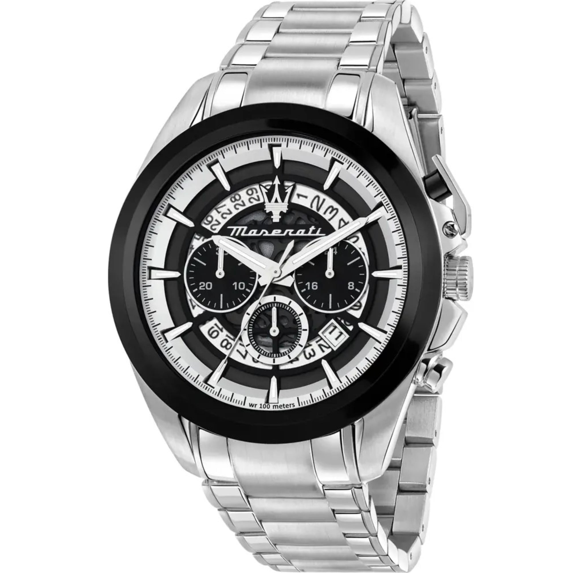Montre chronographe pour homme Maserati Traguardo Quartz cadran argent bracelet acier R8873612059