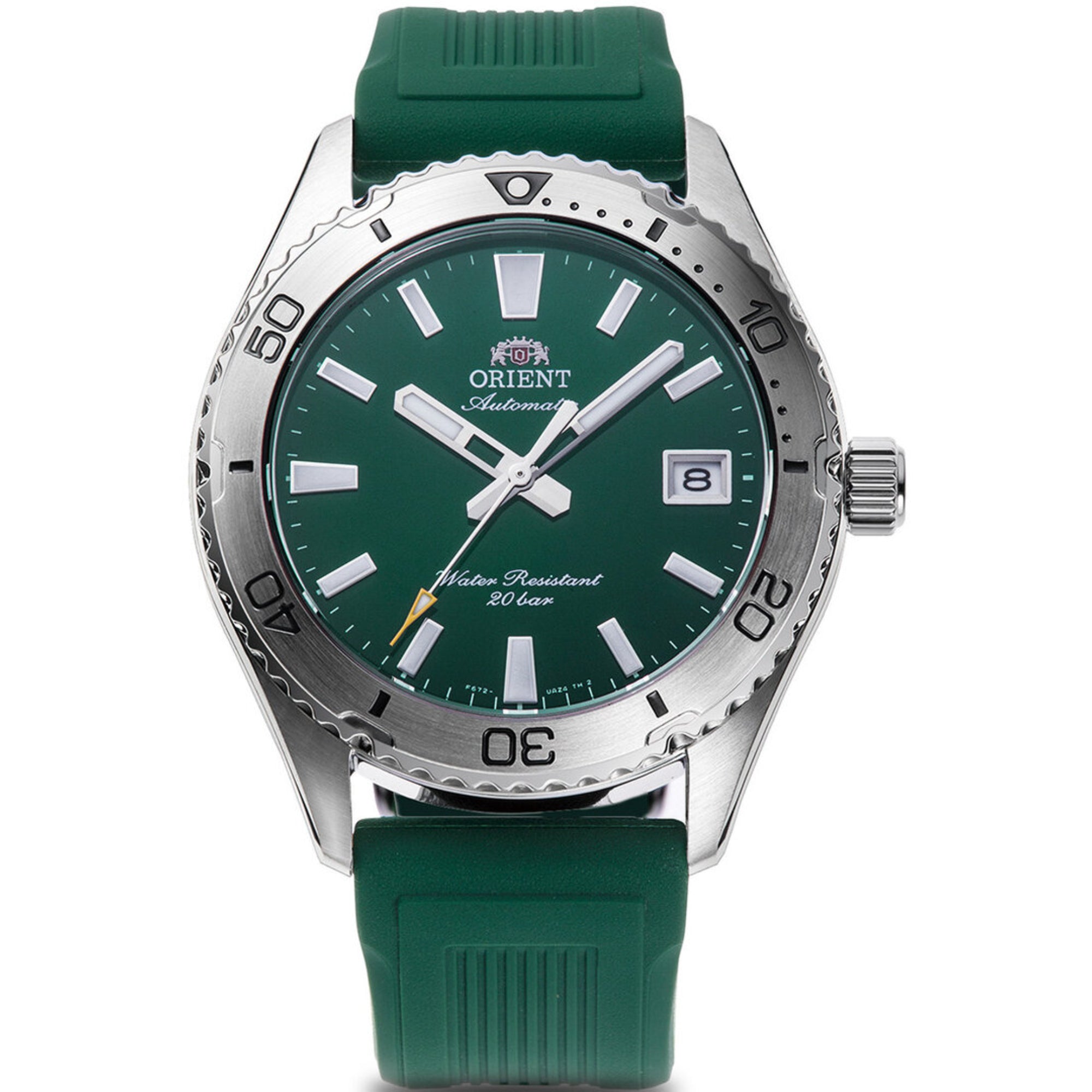 Orient Mako green dial 40mm rubber strap automatic watch RA-AC0Q11E30B front view