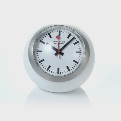 Mondaine White Table Globe Clock Quartz White Dial A660.30335.16SBA