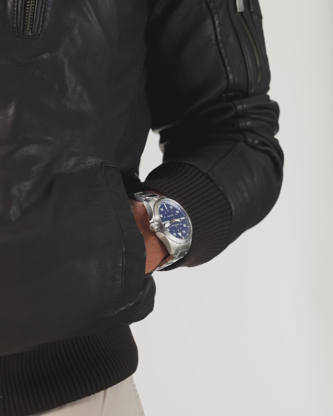 Hamilton Khaki Aviation 42mm Pilot Day Date H64635140 automatic watch on wrist