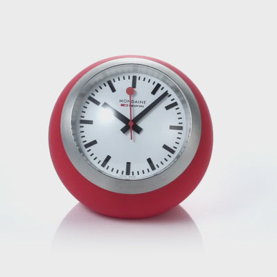 Mondaine Red Table Globe Clock Quartz White Dial A660.30335.16SBP