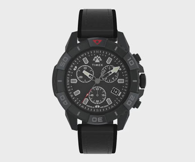 Timex Expedition Ridge Chronograph Black Dial Leather Strap Men's Watch TW2W16000