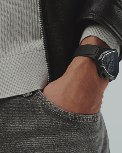 Hamilton Ventura 51mm skeleton black dial watch H24645330 on a wrist