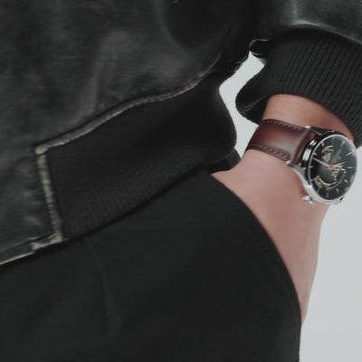 Hamilton Jazzmaster Open Heart brown dial H32705501 42mm automatic watch worn on wrist