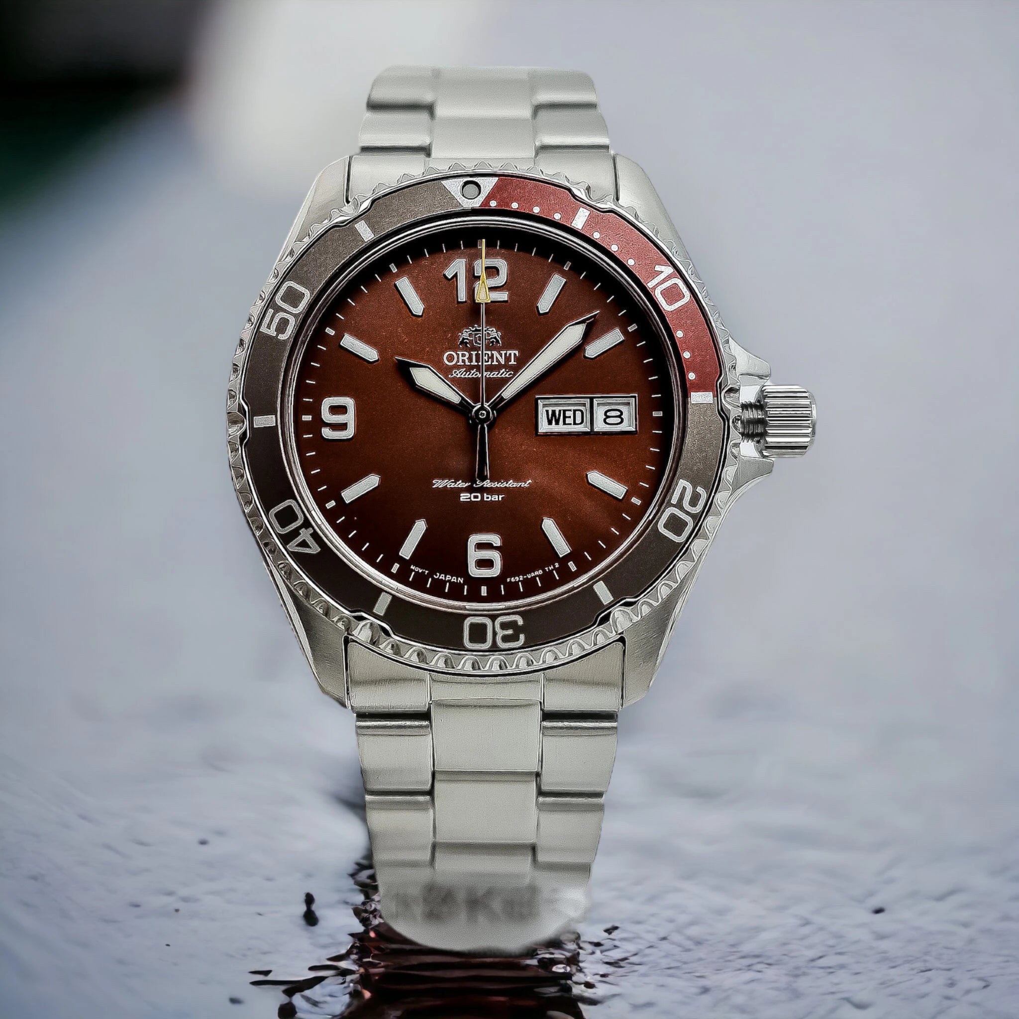 Orient Mako II 42mm Red Dial Steel Mens Automatic Watch RA-AA0820R19B
