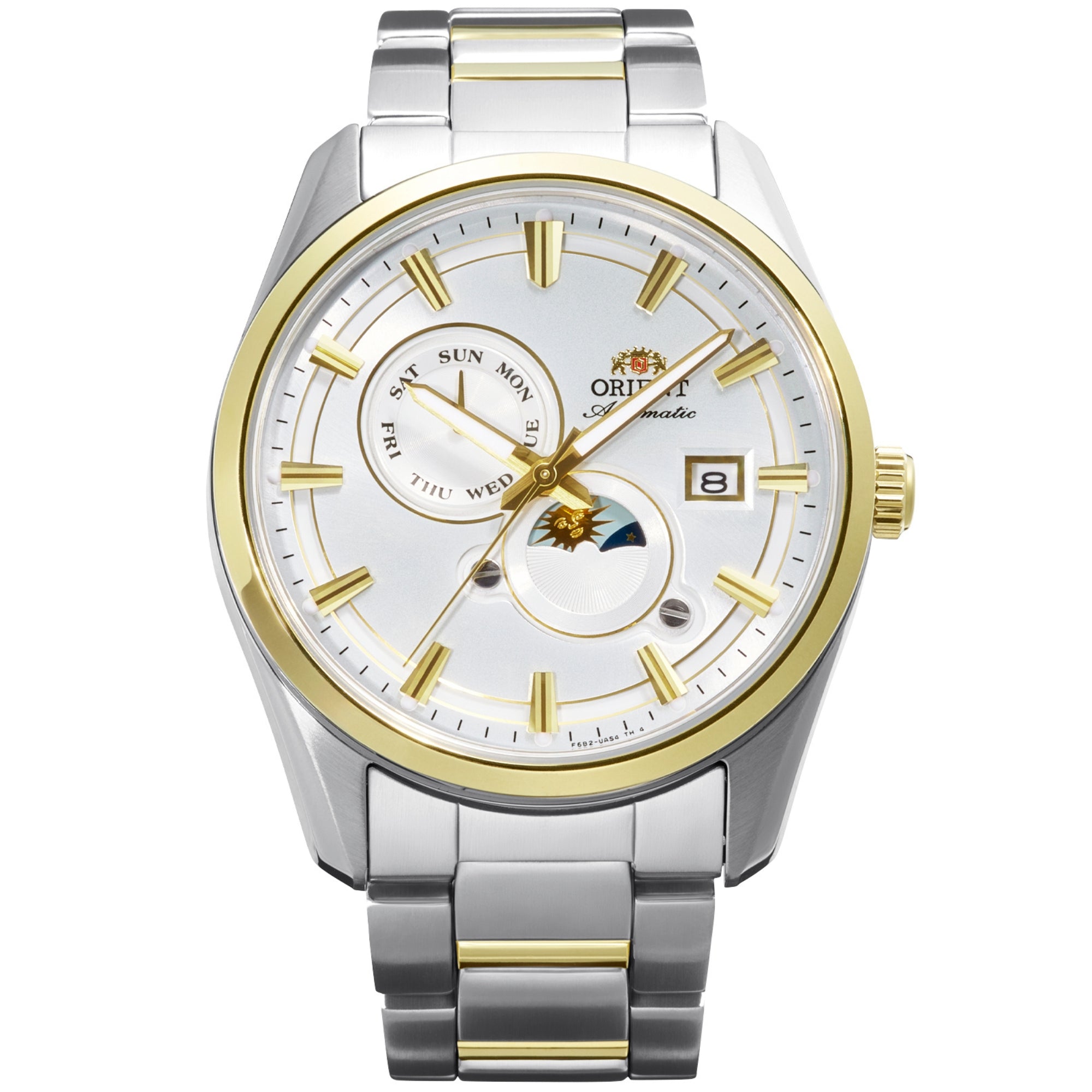 Orient Stretto Sun Moon 41.5mm White Dial automatic watch RA-AK0312S30B front view