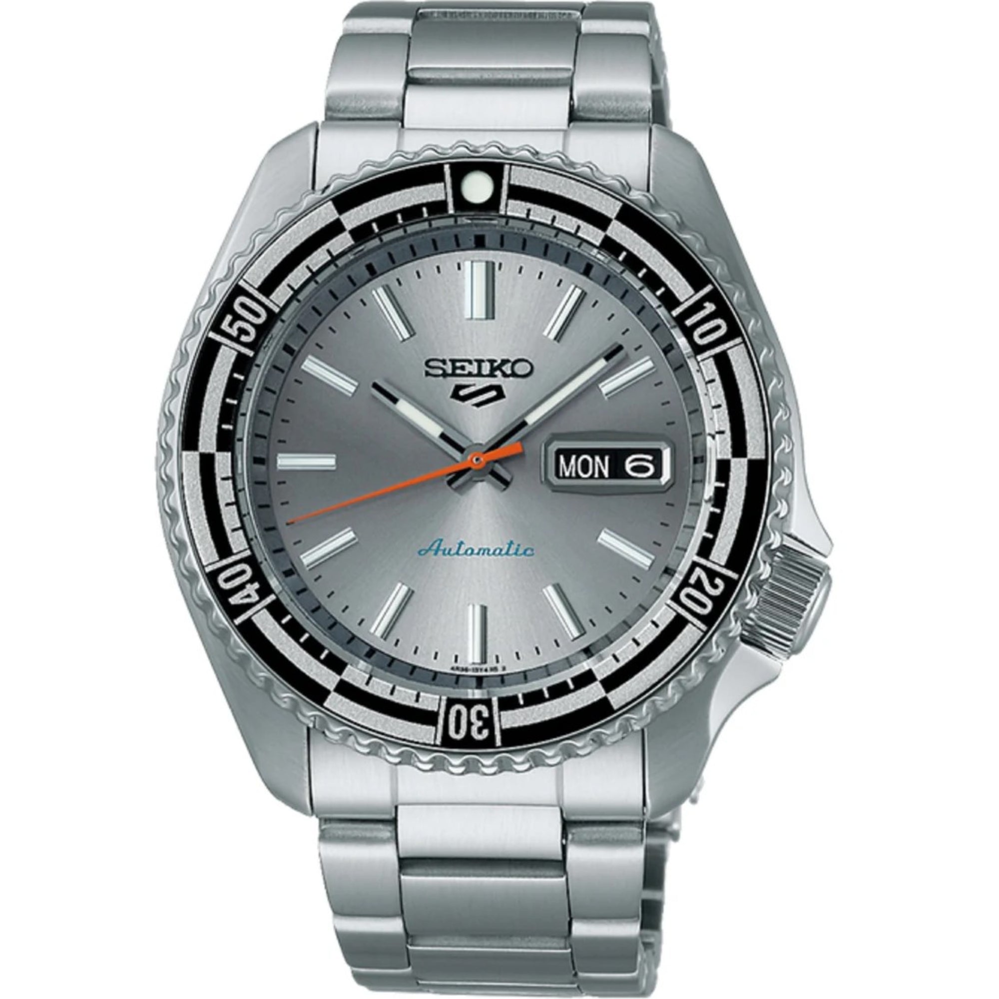 Seiko 5 Sports Automatik Silbernes Zifferblatt Herren Uhr SRPK09K1