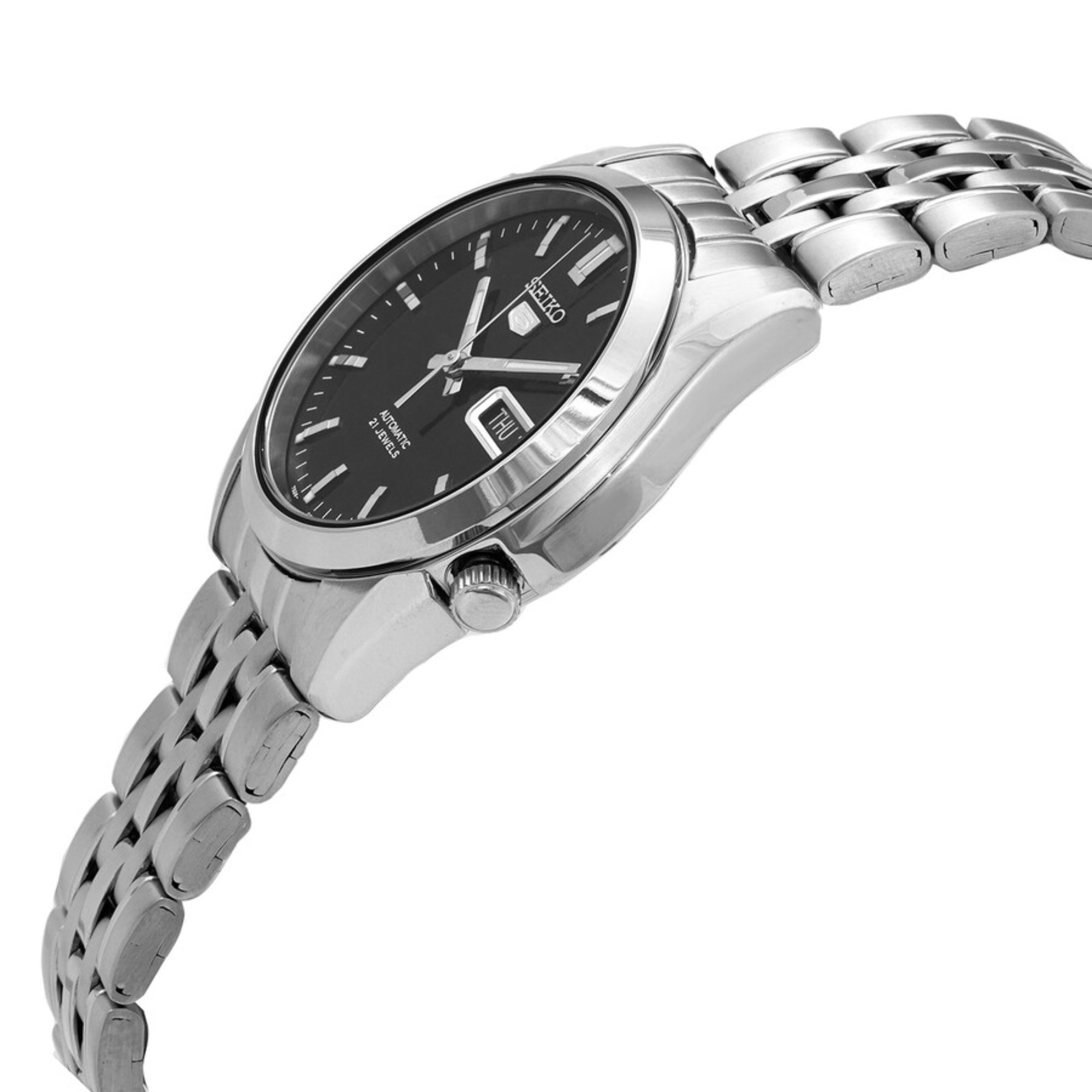 Seiko 5 Automatic Black Dial Steel Strap Men's Watch SNK361K1