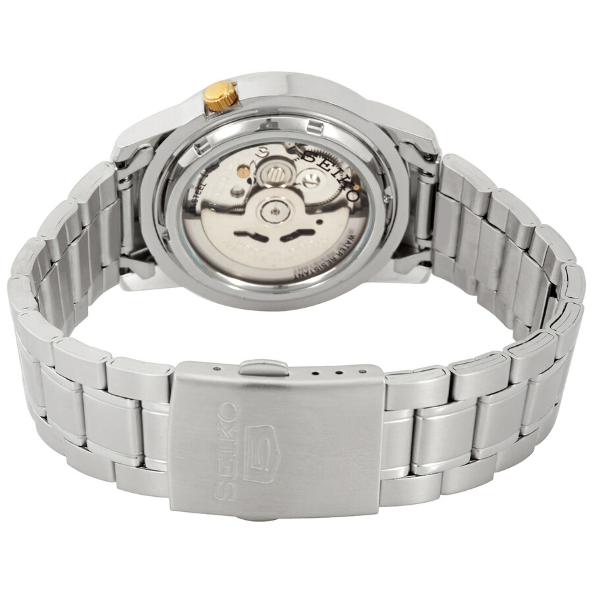 Seiko 5 Automatik Weißes Zifferblatt Edelstahlband Herren Uhr SNKK07K1