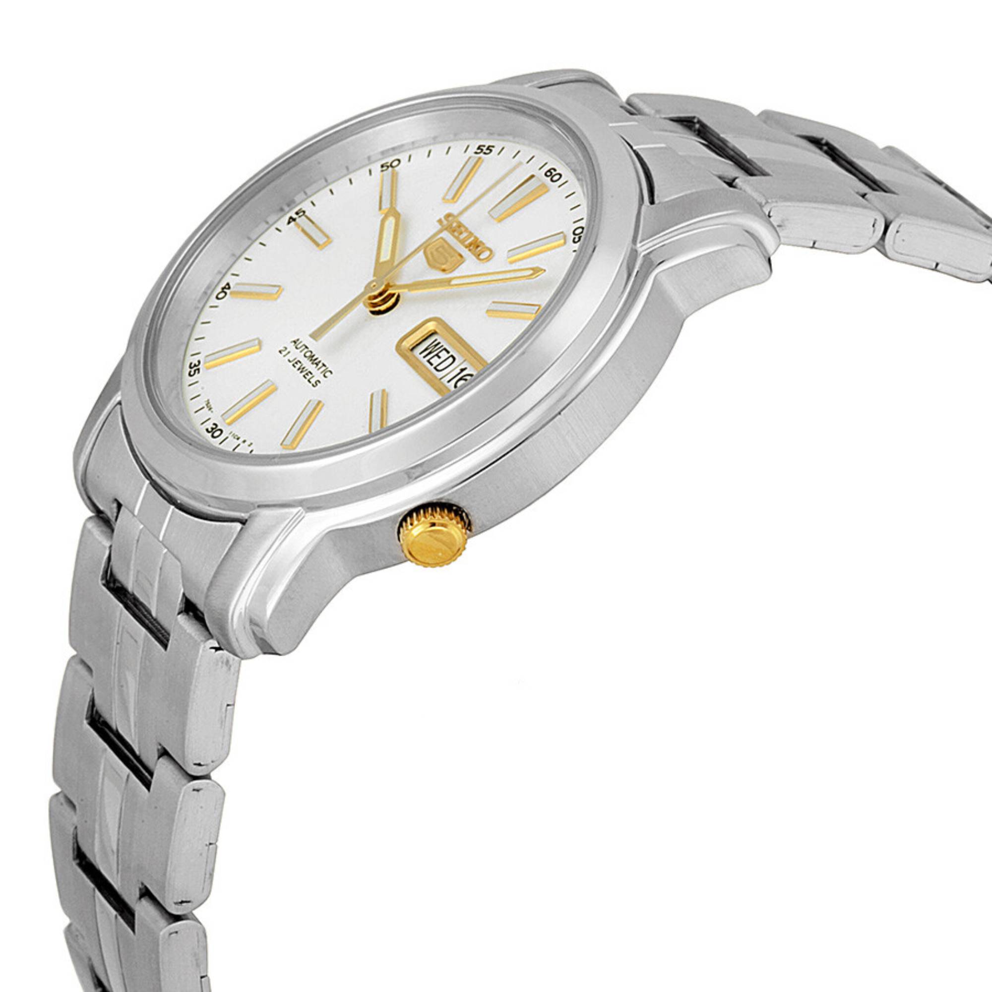Seiko 5 Automatik Weißes Zifferblatt Edelstahlarmband Herren Uhr SNKL77K1