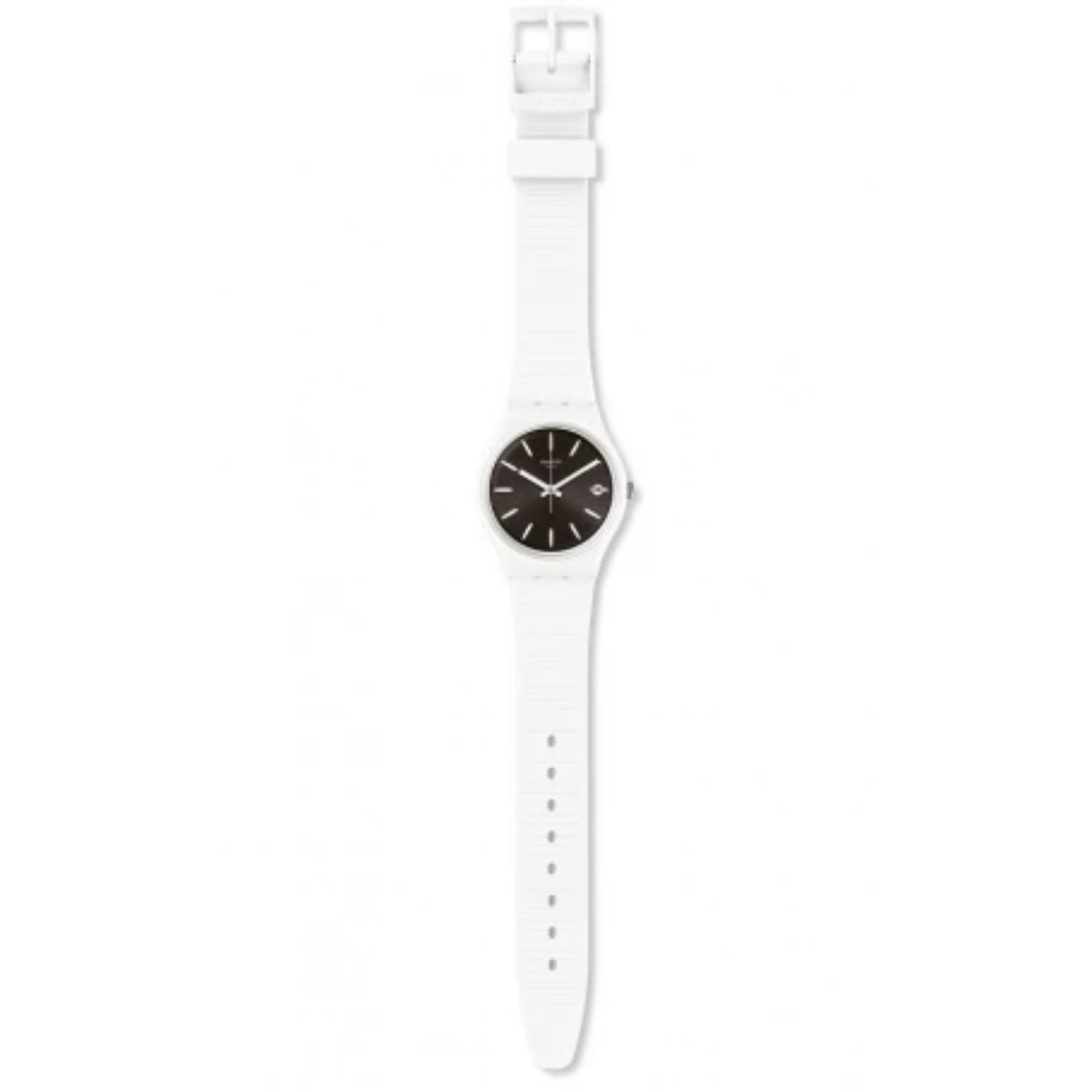 Swatch Anti-Rutsch Weißes Silikonarmband Schwarzes Zifferblatt Uhr GW410
