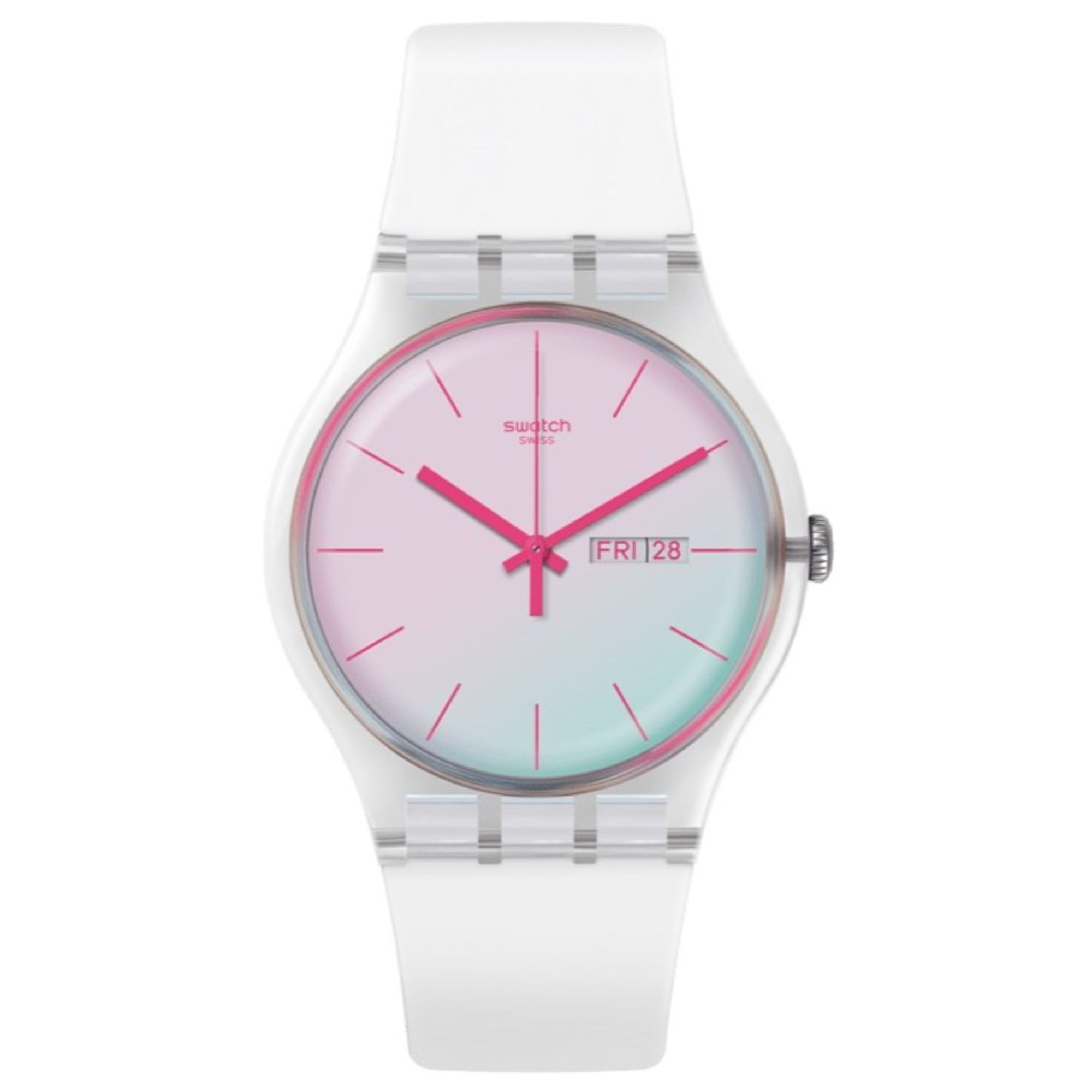 Swatch Polawhite Quartz White Dial White Silicone Watch SO29K704-S14