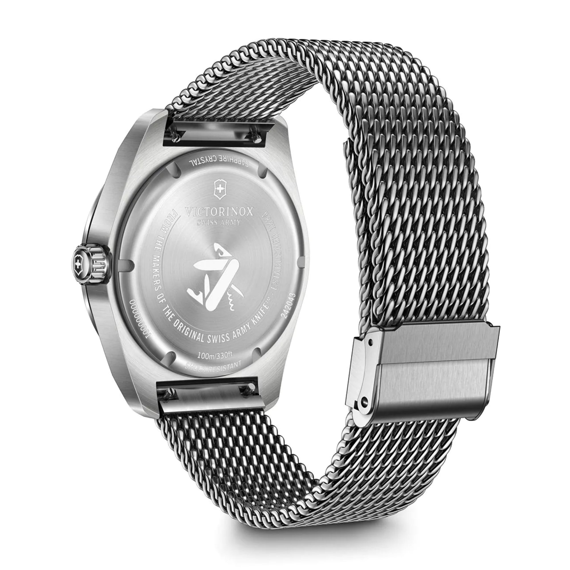 Victorinox Swiss Army 42mm Schwarzes Zifferblatt Stahl Herren Quarz Uhr 242043