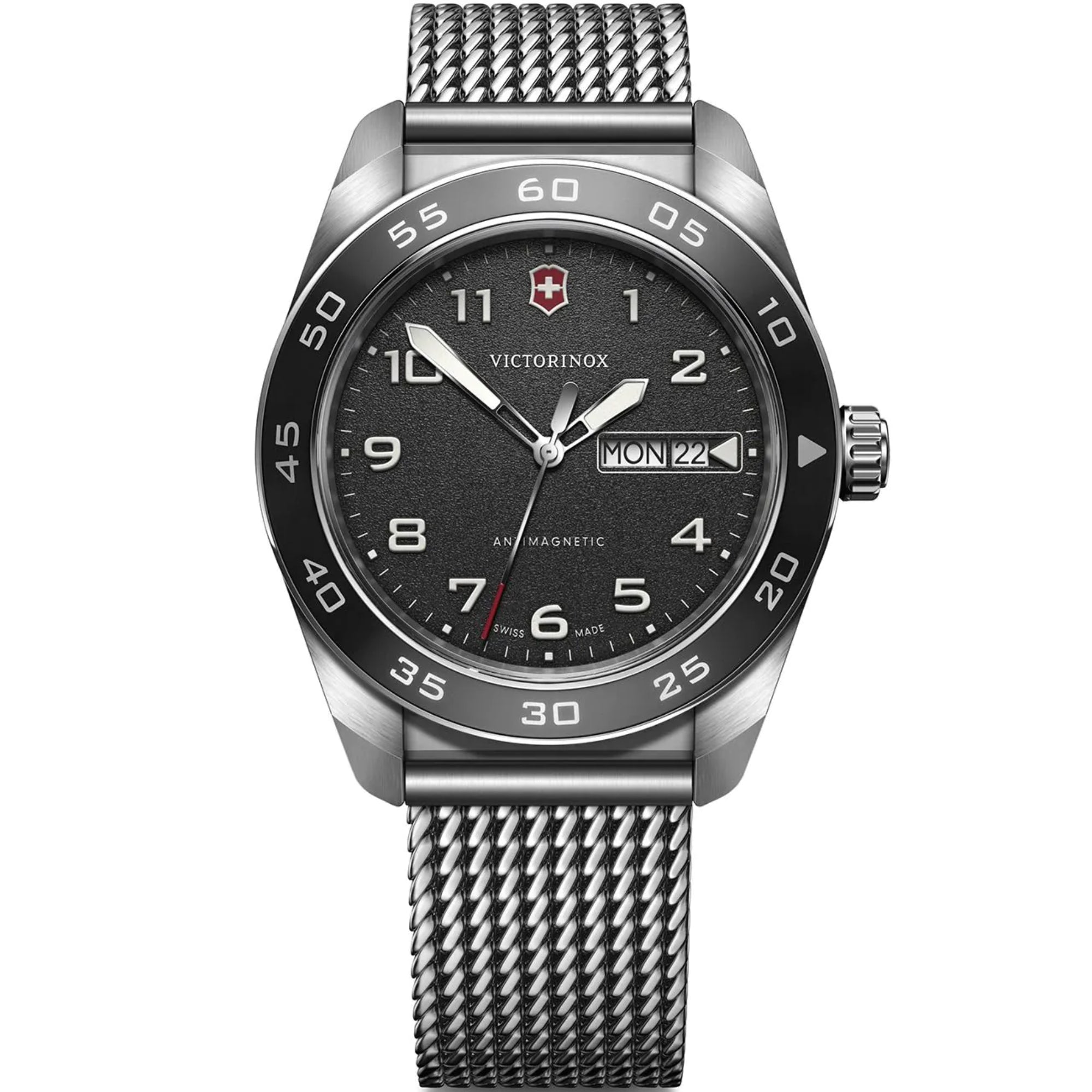 Victorinox Swiss Army 42mm Schwarzes Zifferblatt Stahl Herren Quarz Uhr 242043