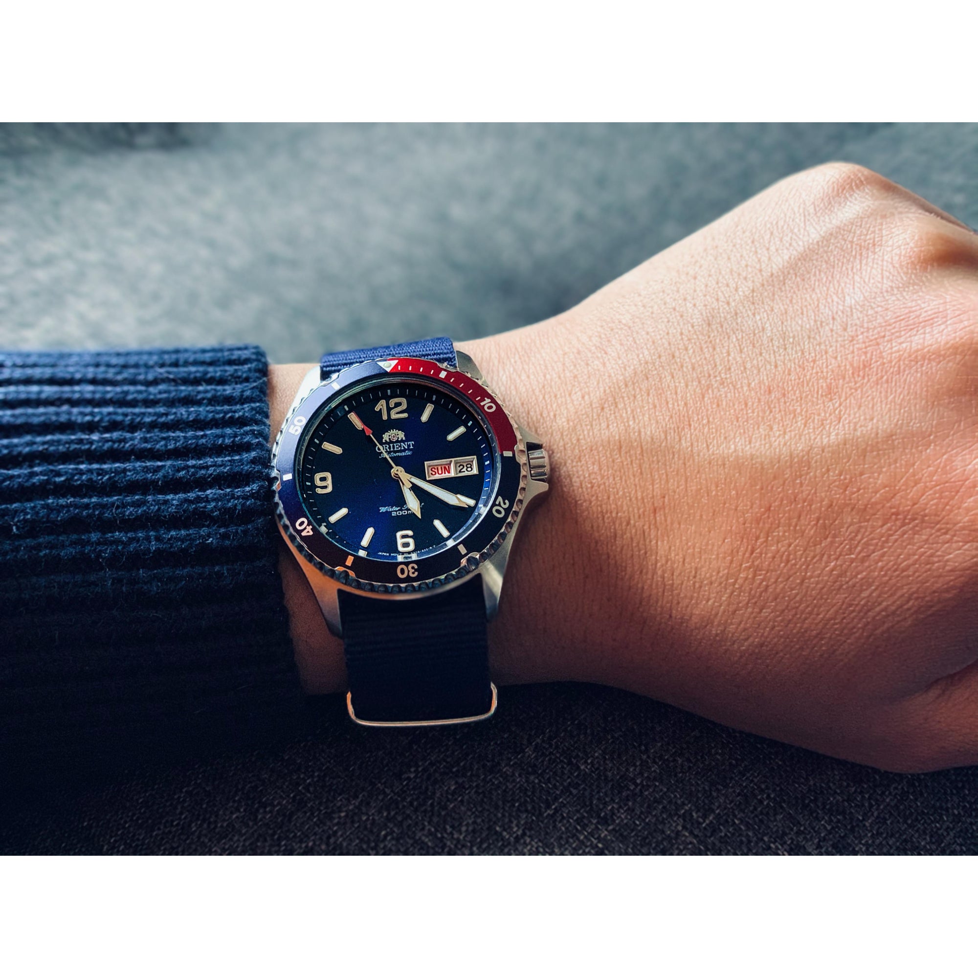 Orient Mako II 42mm Pepsi Blue Dial Steel Mens Automatic Watch FAA02009D9