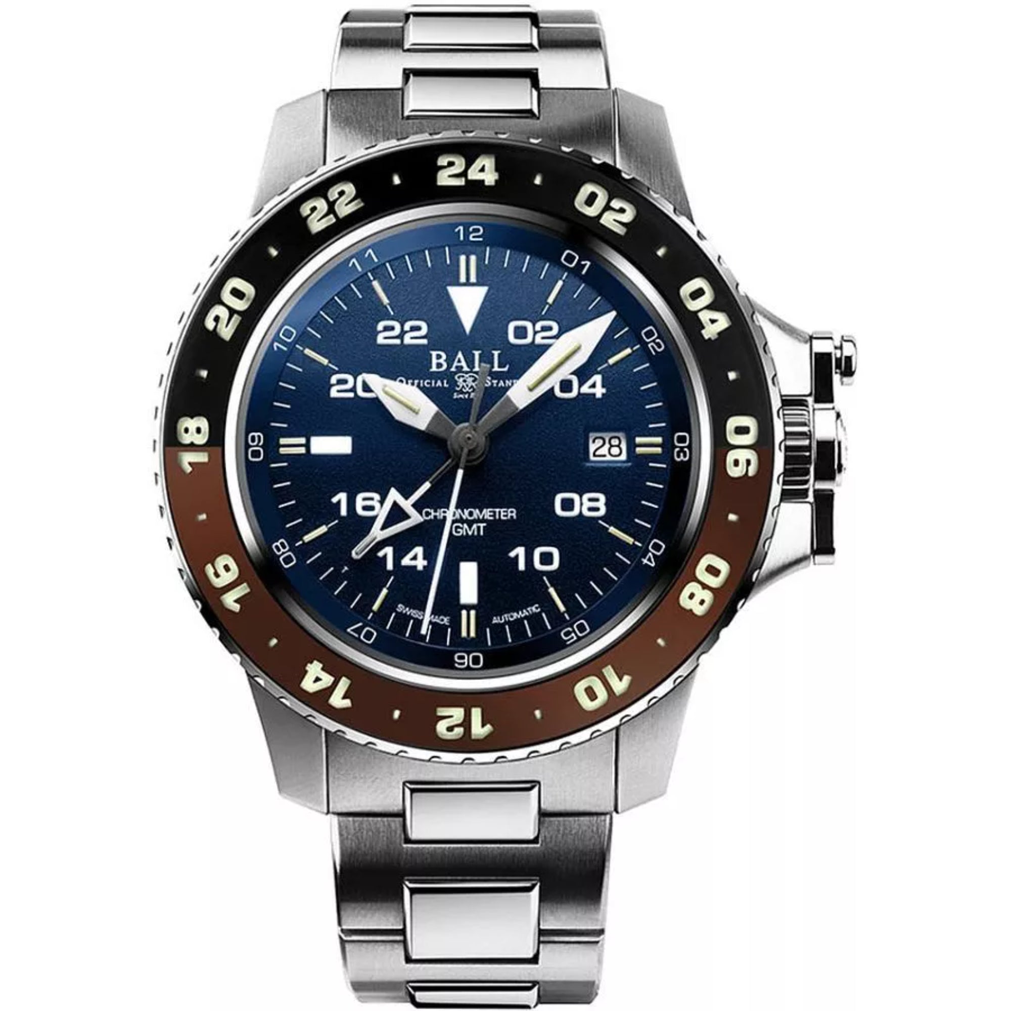 Ball Engineer Hydrocarbon AeroGMT II Automatic Blue Dial Steel Strap Men's Watch DG2018C-S12C-BE
