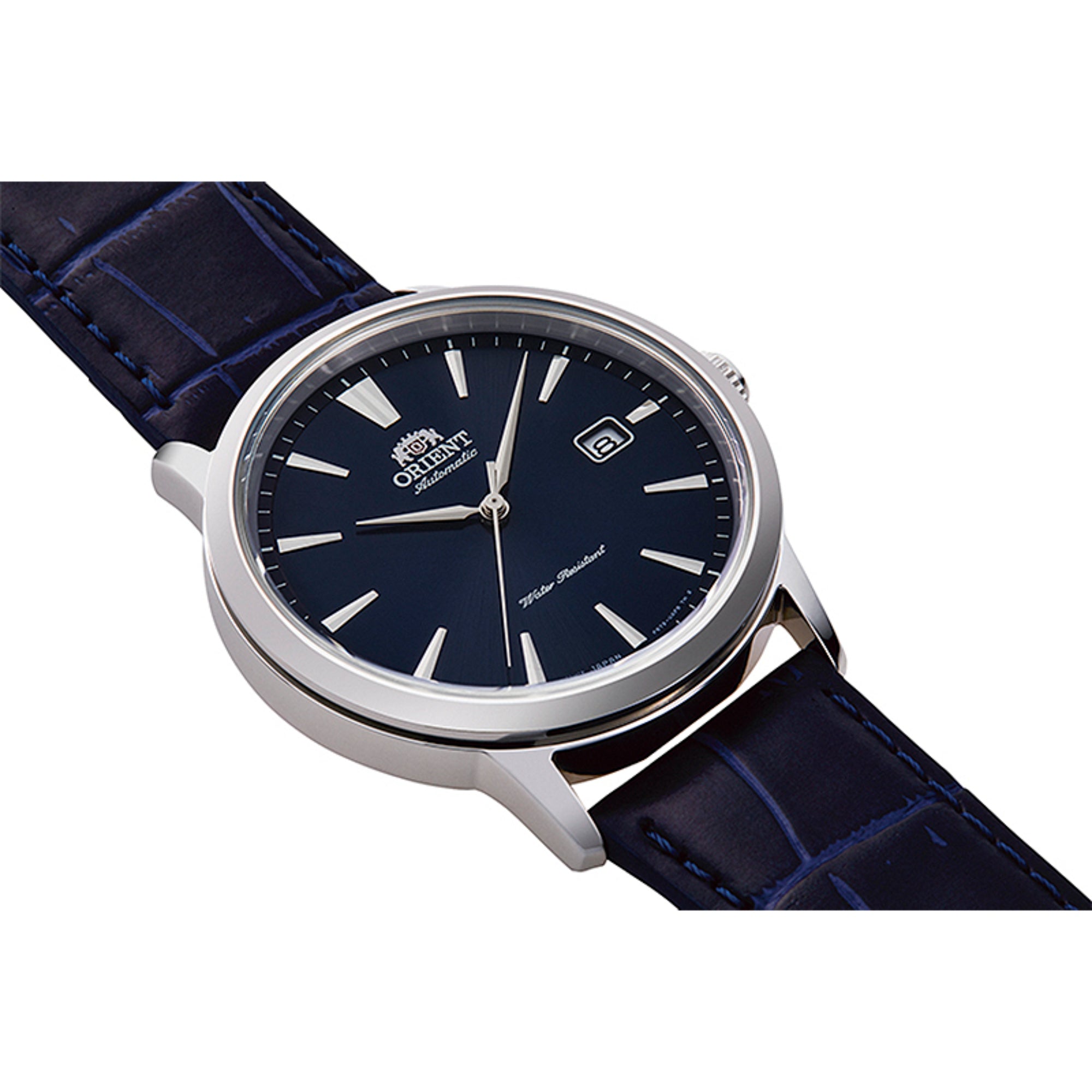 Orient Contemporary RA-AC0F06L30B blue leather strap side view